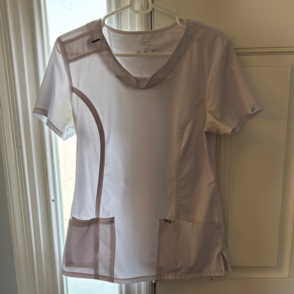 Women's White Cherokee Infinity Scrub Top